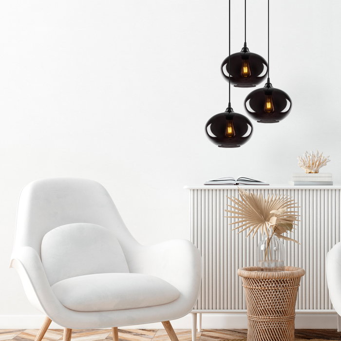 Opviq Lámpara de araña con tapa de cristal color humo y altura ajustable